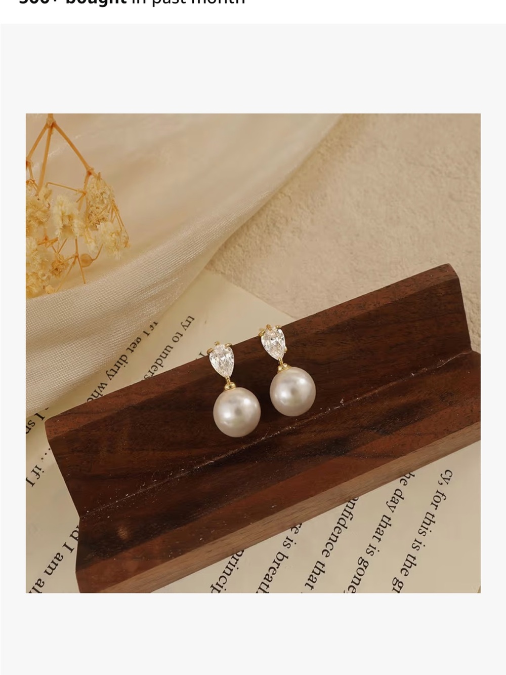 Gold-Tone Pearl Drop Earrings with Teardrop CZ Studs - White Pearl NWT